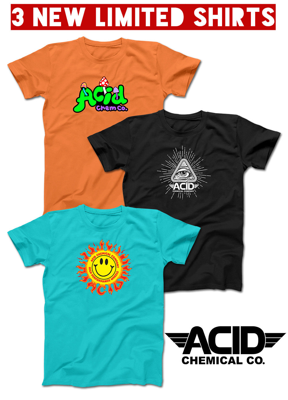 3 new Acid Chemical Co Shirts