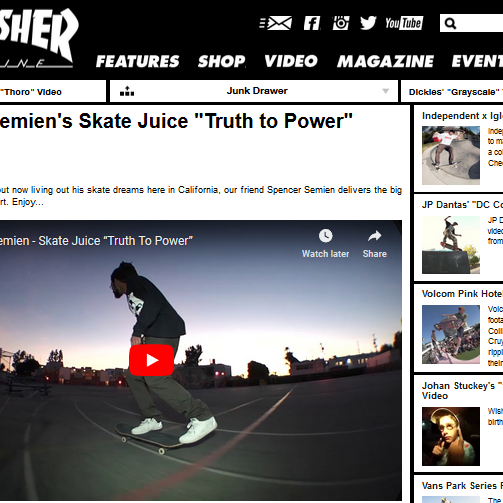 Spencer Semien's Skate Juice "Truth to Power" Video on Thrasher