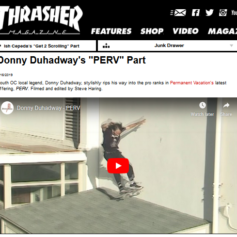 Donny Duhadway's "PERV" Part on Thrasher Mag