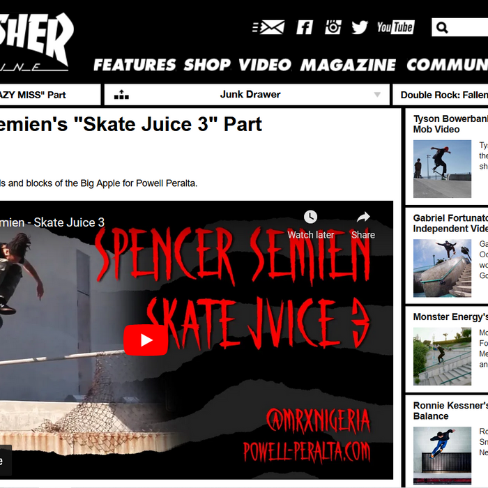 Spencer Semien Skate Juice 3 part on Thrasher